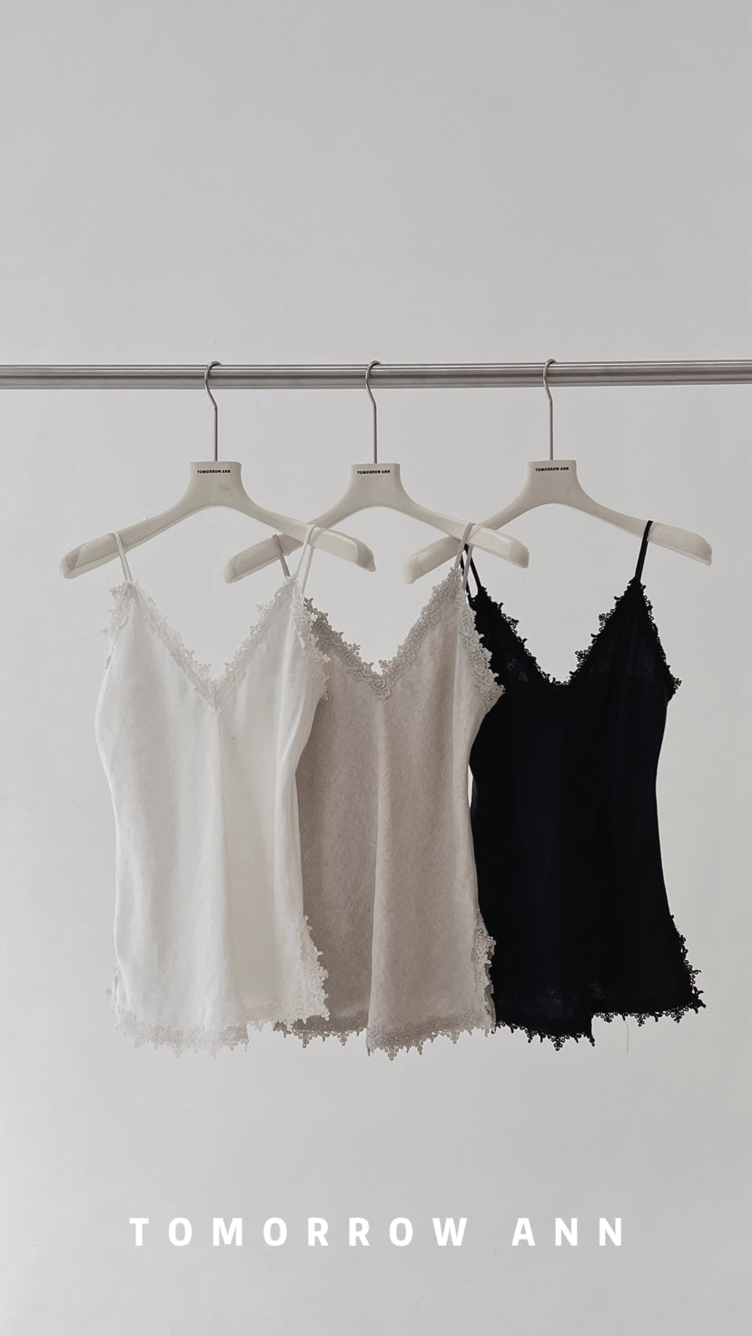 TOMORROW ANN Elegant Lace Trim Camisole - 2026 Spring Collection Chic Sleeveless Top