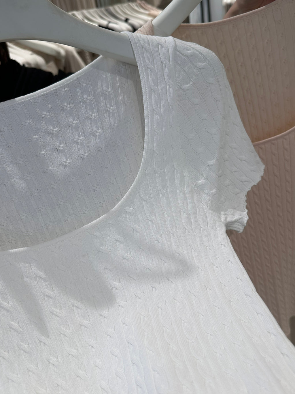 TOMORROW ANN Summer Square Neck Slim Fit Knit Top - Elegant Minimalist Short Sleeve Crop Top