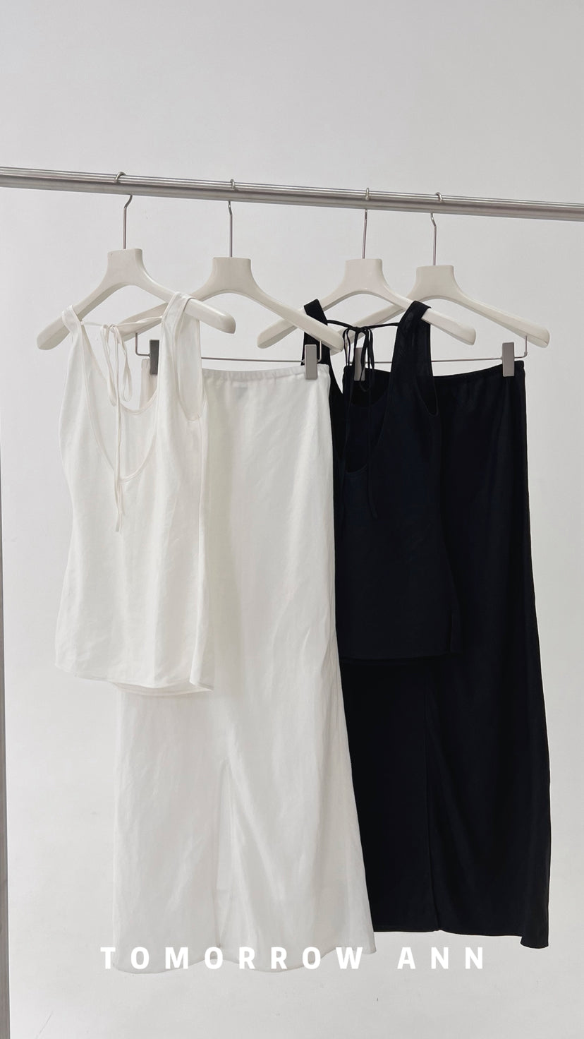 TOMORROW ANN Early Spring High-End Temperament Slimming A-Line Maxi Skirt