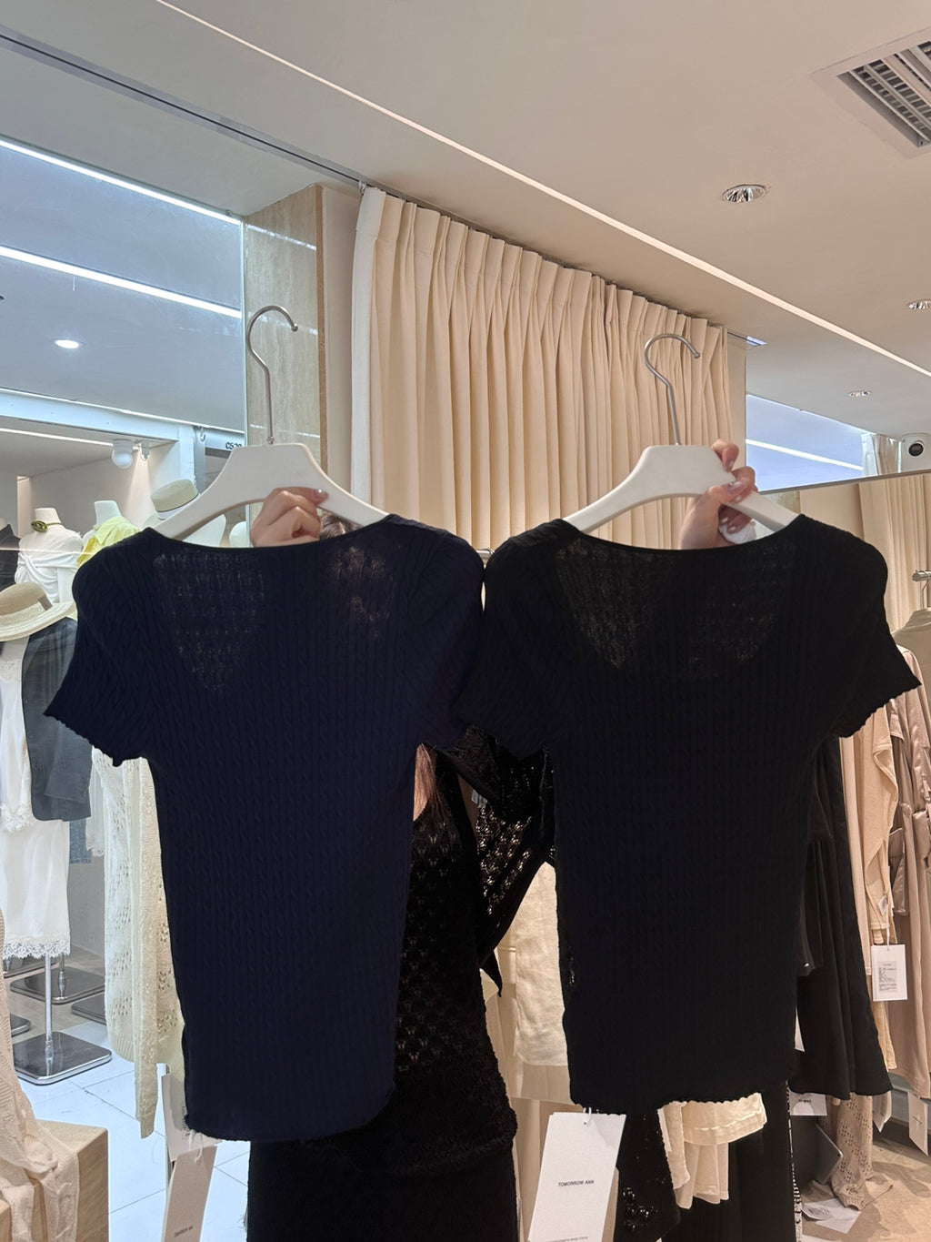 TOMORROW ANN Summer Square Neck Slim Fit Knit Top - Elegant Minimalist Short Sleeve Crop Top