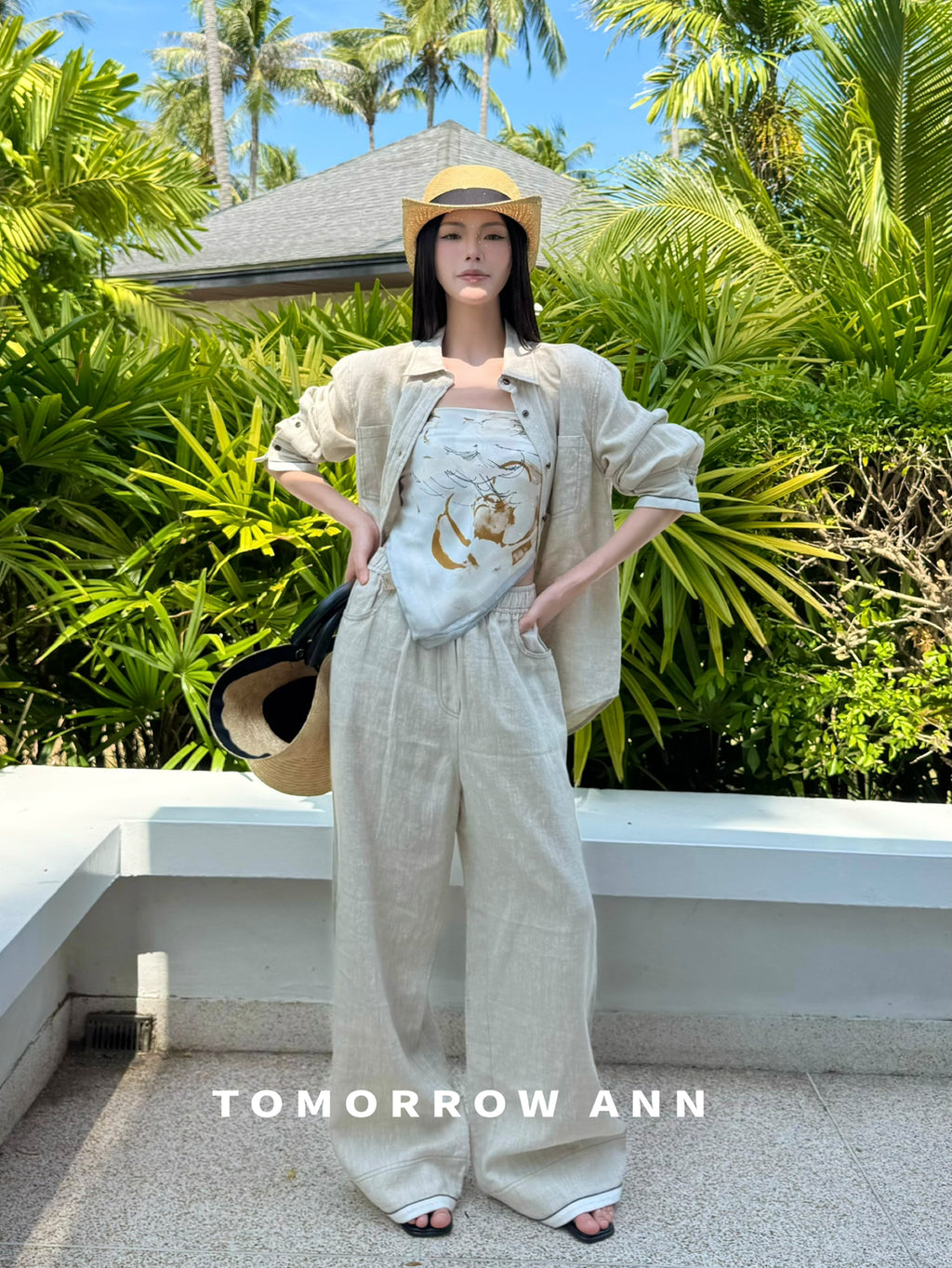 TOMORROW ANN Old Money Aesthetic Wide-Leg Linen Casual Pants - Early Spring 2026 Collection