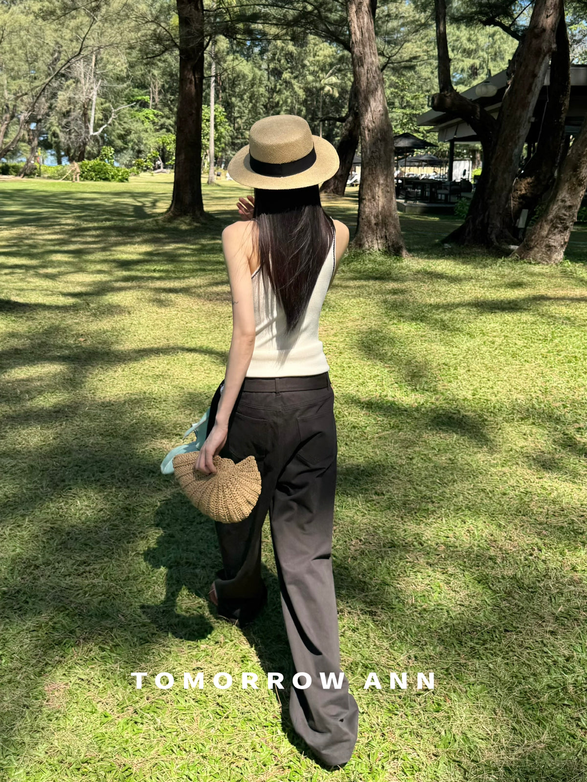TOMORROW ANN Spring 2026 Elegant Straight-Leg Casual Pants with Belt - Slimming Loose Fit Trousers
