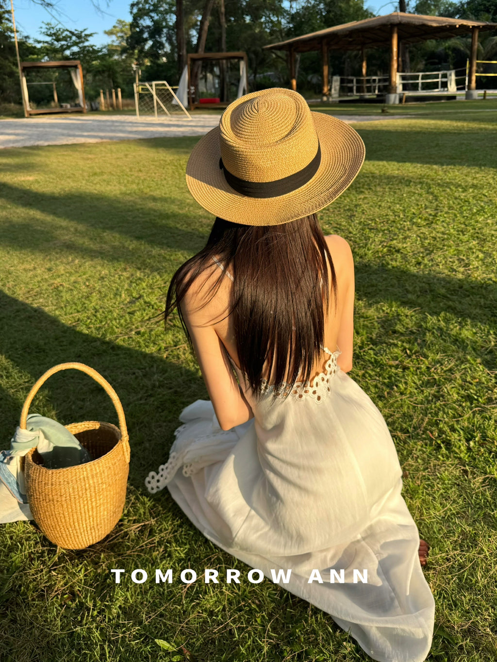 TOMORROW ANN Spring 2026 Elegant White Embroidery Cami Dress for Vacation