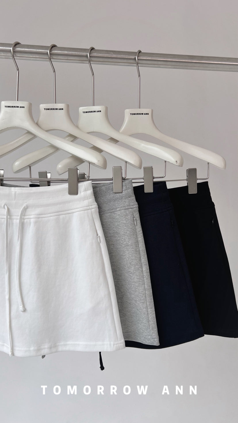 Tomorrow Ann 2026 Early Spring Minimalist Drawstring Solid High Waist A-Line Mini Skirt