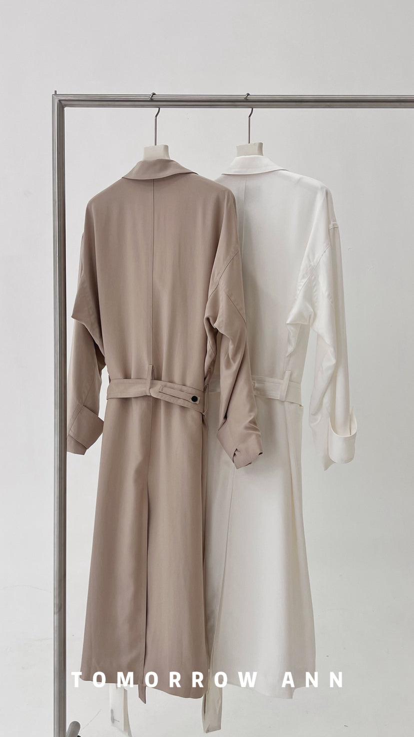 Spring 2026! [TOMORROW ANN] Designer Elegant Long Versatile Trench Coat (with Belt) 12871# OZQ