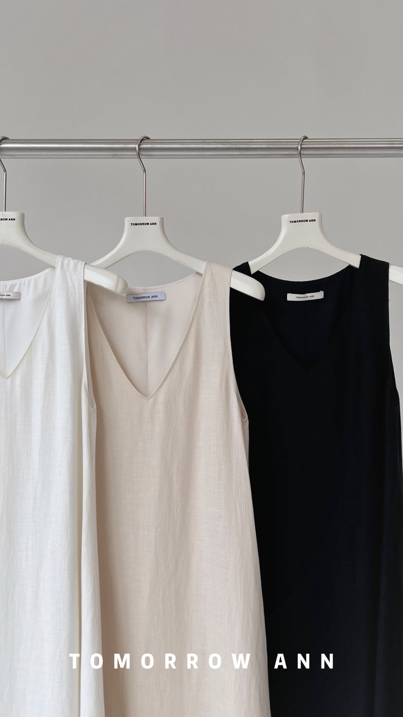 TOMORROW ANN 2026 Early Spring Minimalist V-Neck Loose Fashion Maxi Dress