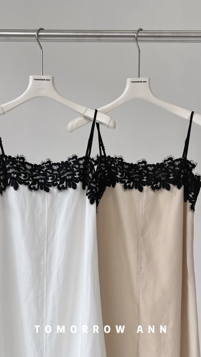 Elegant Lace Patchwork Camisole Maxi Dress - Spring Chic Designer Slip Dress for Dates