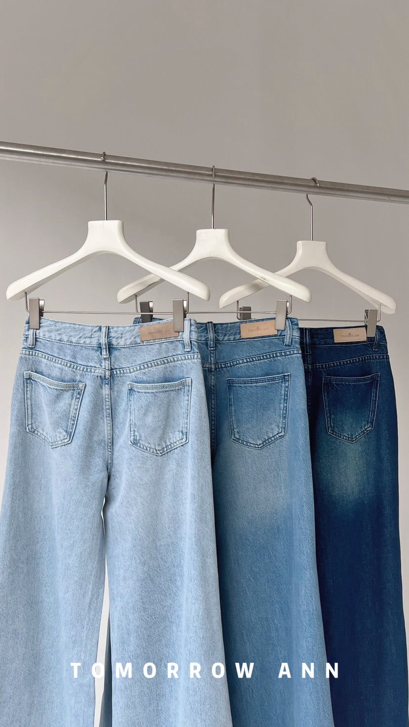 TOMORROW ANN Spring 2026 High-Waist Loose Wide-Leg Casual Washed Jeans