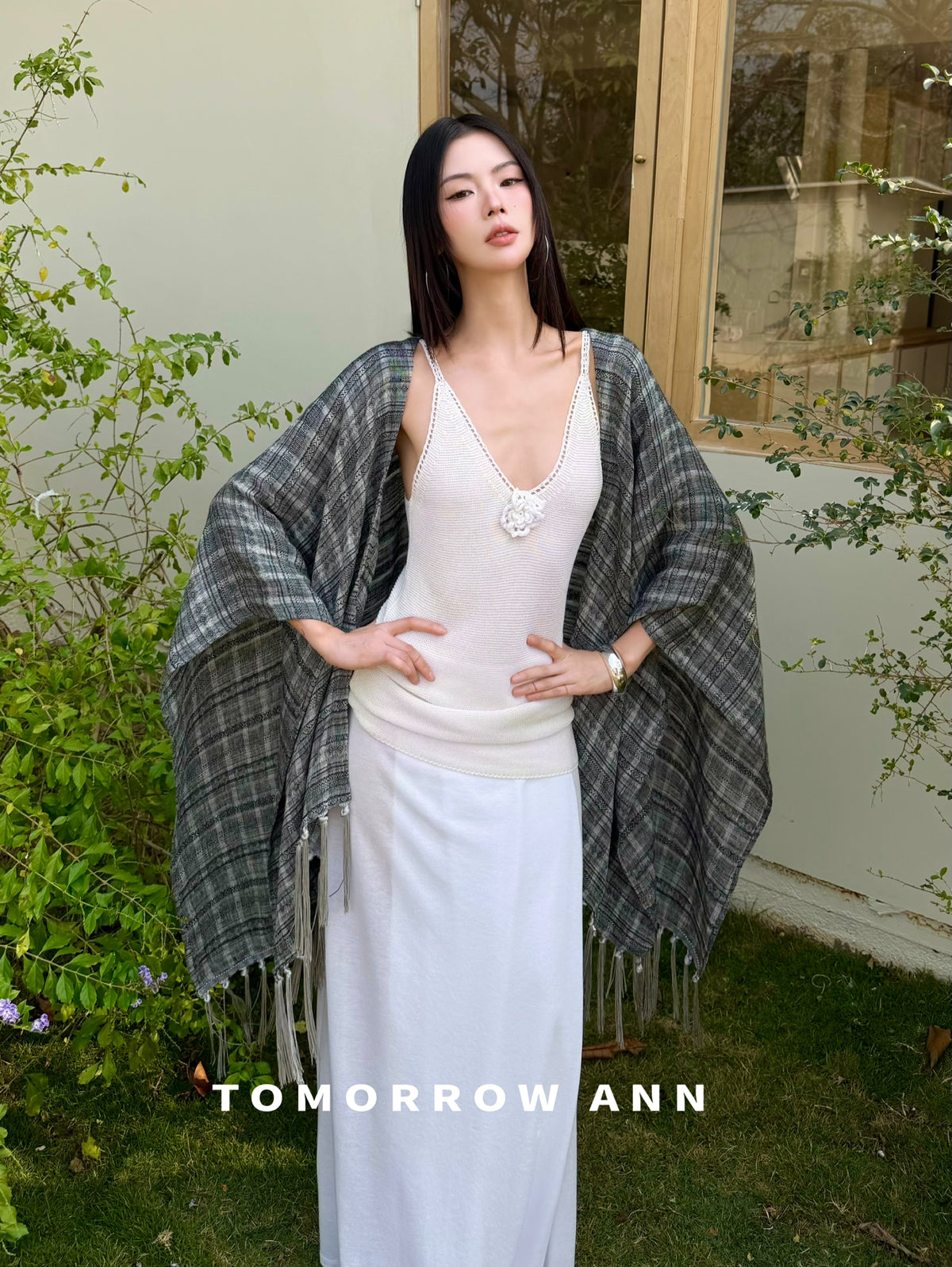 TOMORROW ANN Premium Linen Tassel Shawl - Versatile Lightweight Wrap for Women