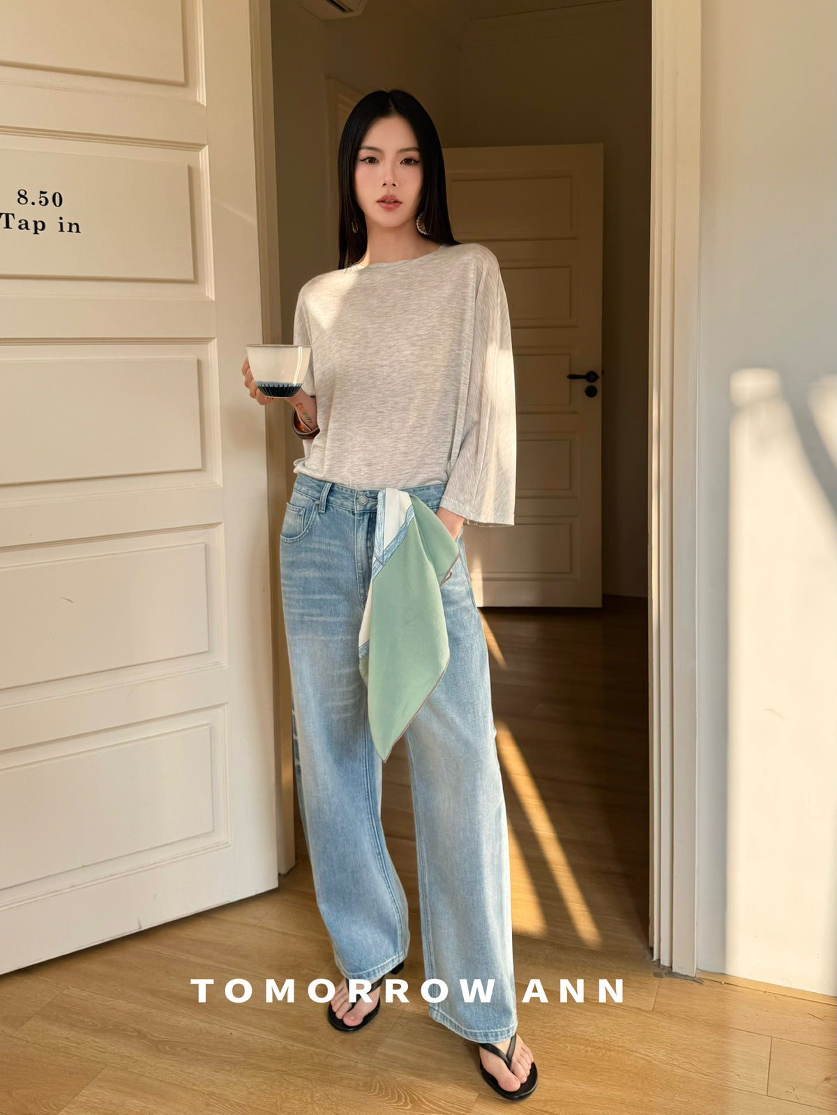 TOMORROW ANN 2026 Early Spring Retro Heavy Washed Slimming Straight Leg Cropped Jeans