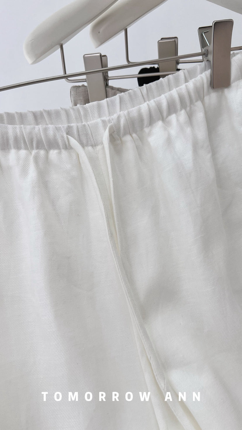TOMORROW ANN Spring Elegant Lace Patchwork Elastic Waist Loose Casual Pants