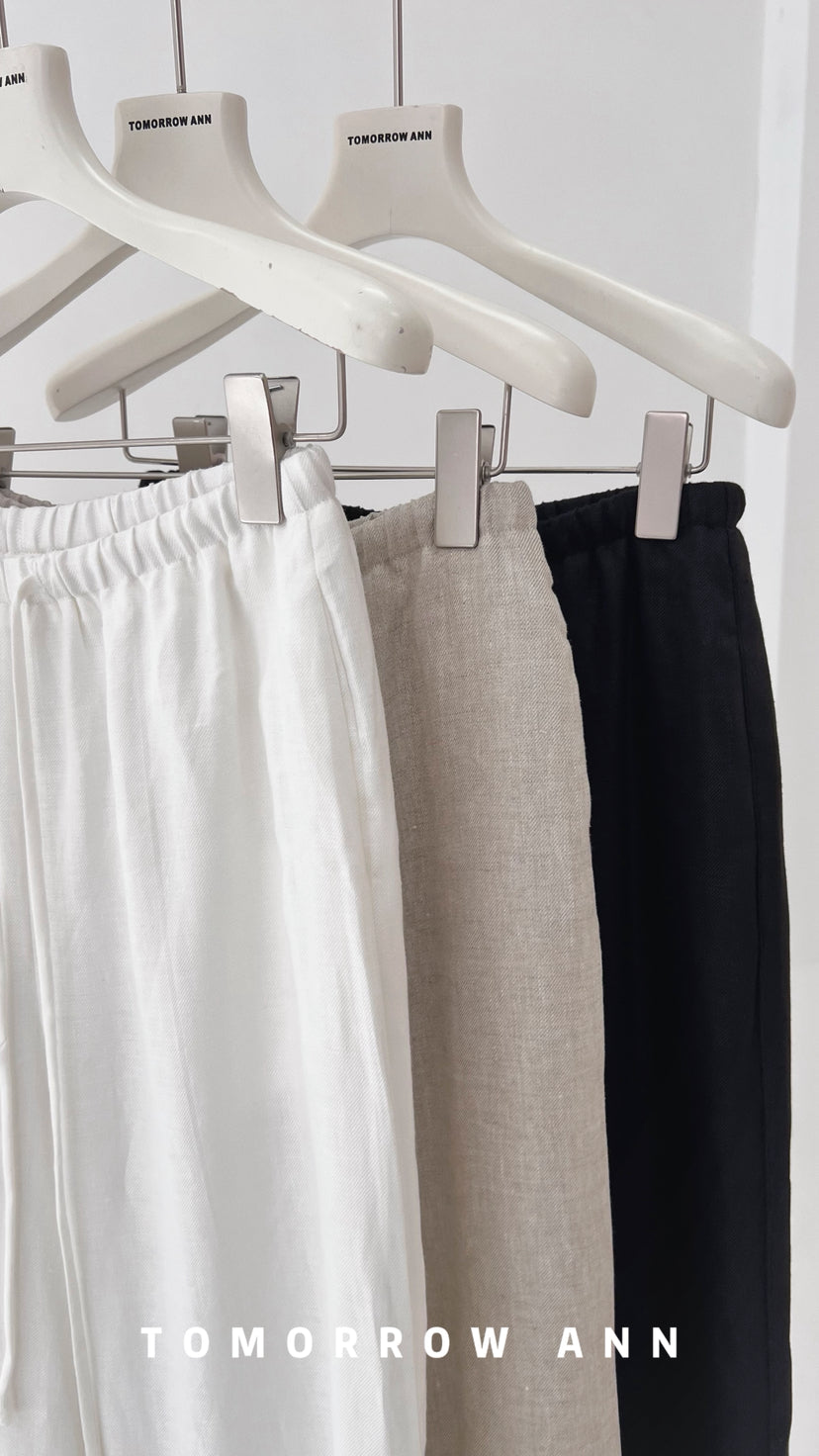 TOMORROW ANN Spring Elegant Lace Patchwork Elastic Waist Loose Casual Pants