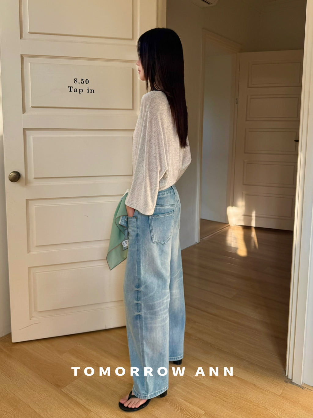 TOMORROW ANN 2026 Early Spring Retro Heavy Washed Slimming Straight Leg Cropped Jeans