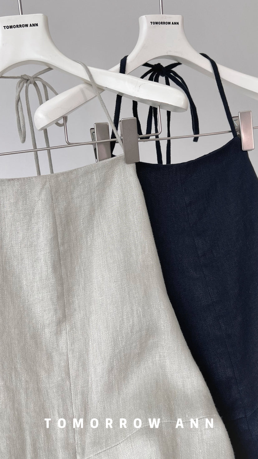 TOMORROW ANN Elegant Minimalist Halter Neck Slimming Maxi Dress - 2026 Early Spring Collection