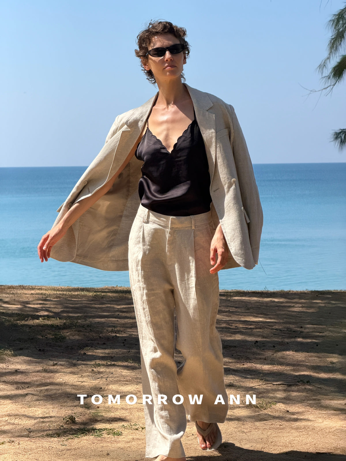 Early Spring 2026! 【TOMORROW ANN】Elegant Linen Commuter Fashion Wide-Leg Trousers 12628# OZQ