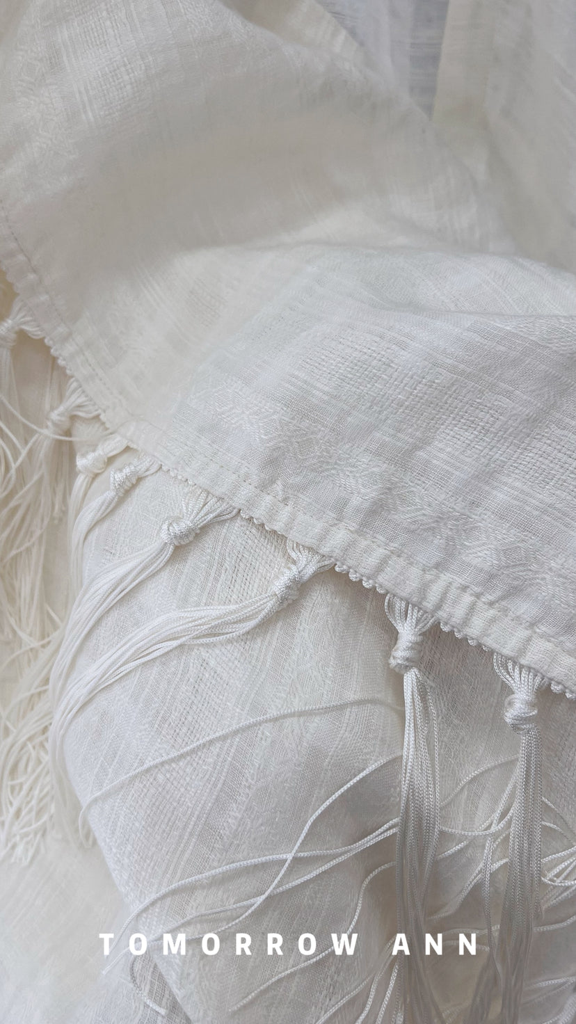 TOMORROW ANN Premium Linen Tassel Shawl - Versatile Lightweight Wrap for Women
