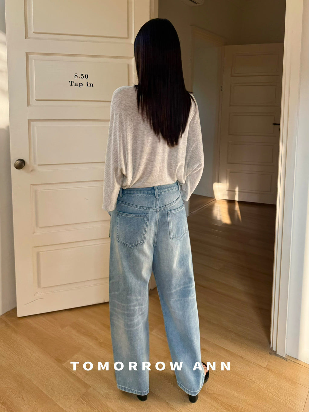 TOMORROW ANN 2026 Early Spring Retro Heavy Washed Slimming Straight Leg Cropped Jeans