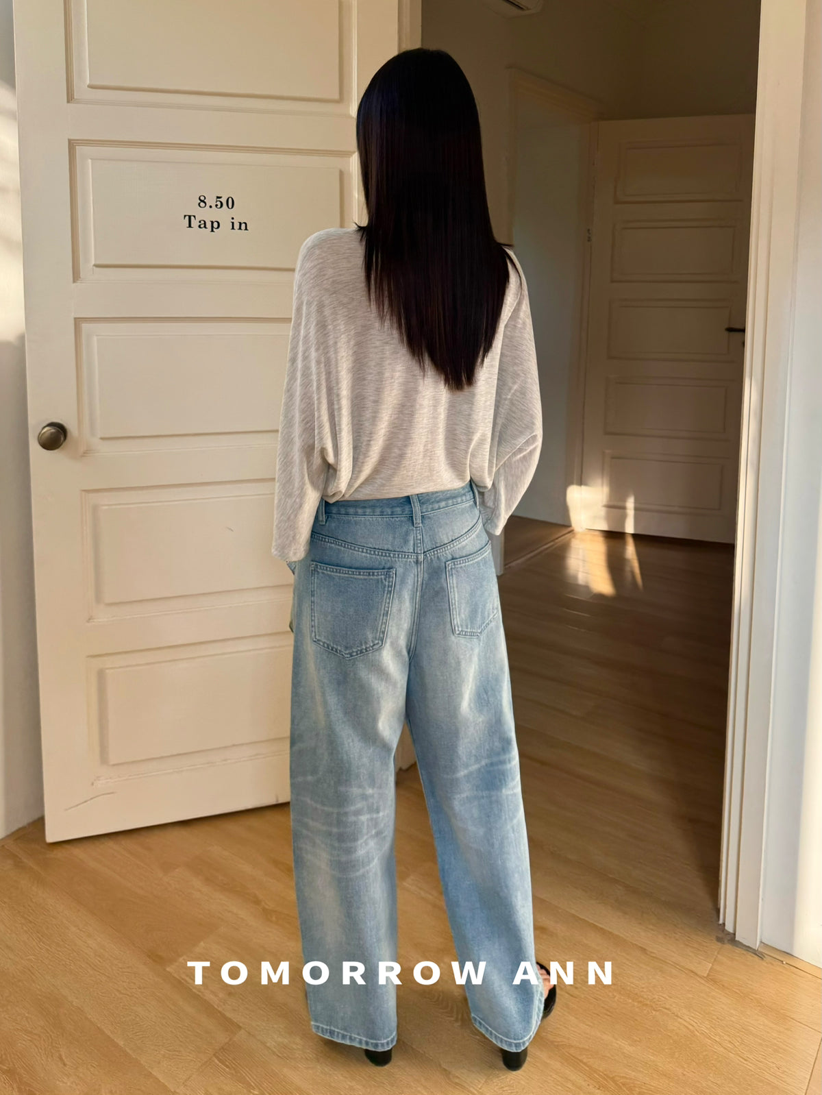 TOMORROW ANN 2026 Early Spring Retro Heavy Washed Slimming Straight Leg Cropped Jeans
