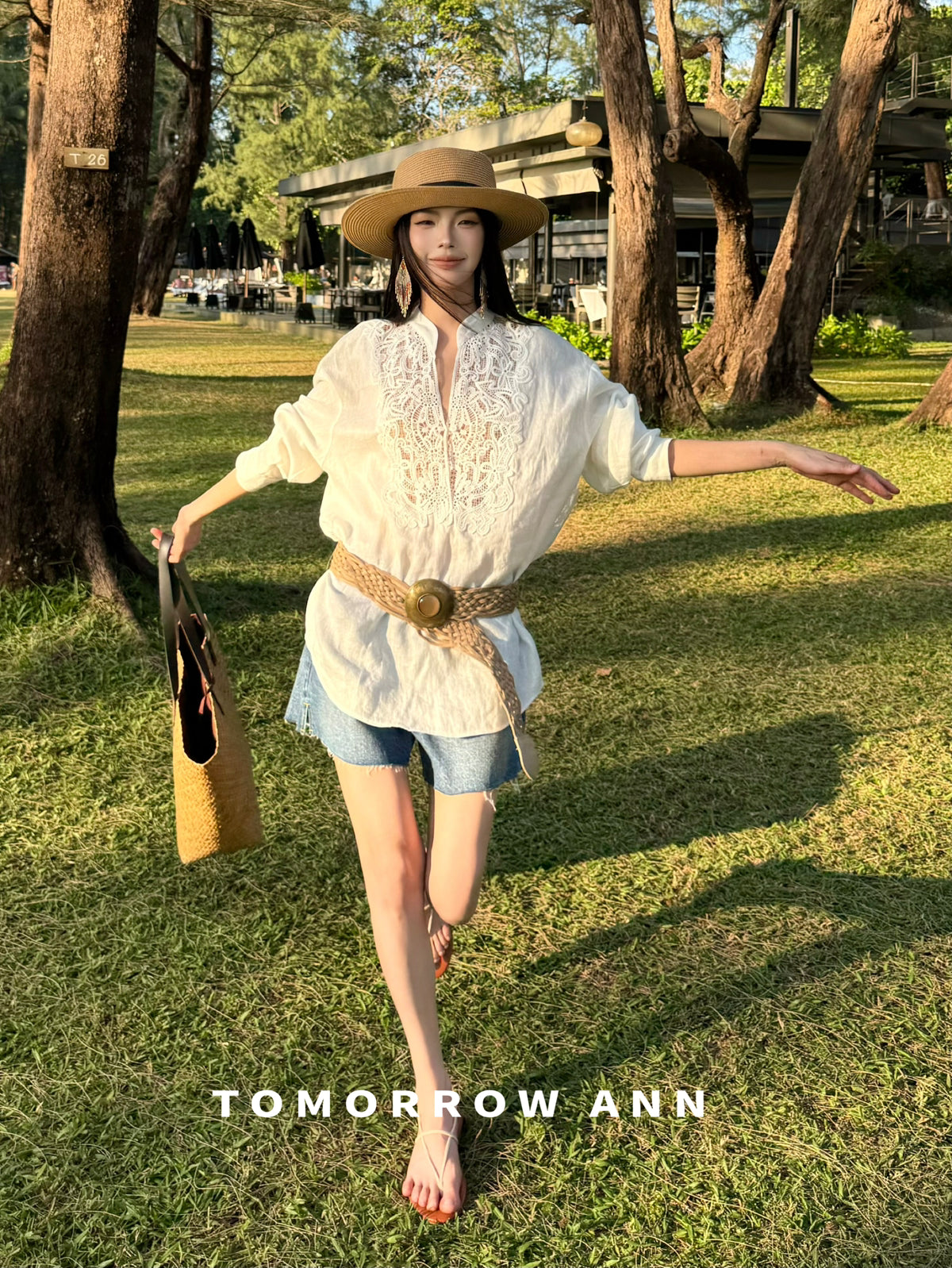 TOMORROW ANN Elegant Embroidered Hollow-Out Loose Blouse - 2026 Early Spring Collection
