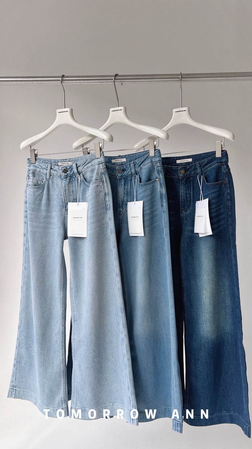 TOMORROW ANN Spring 2026 High-Waist Loose Wide-Leg Casual Washed Jeans