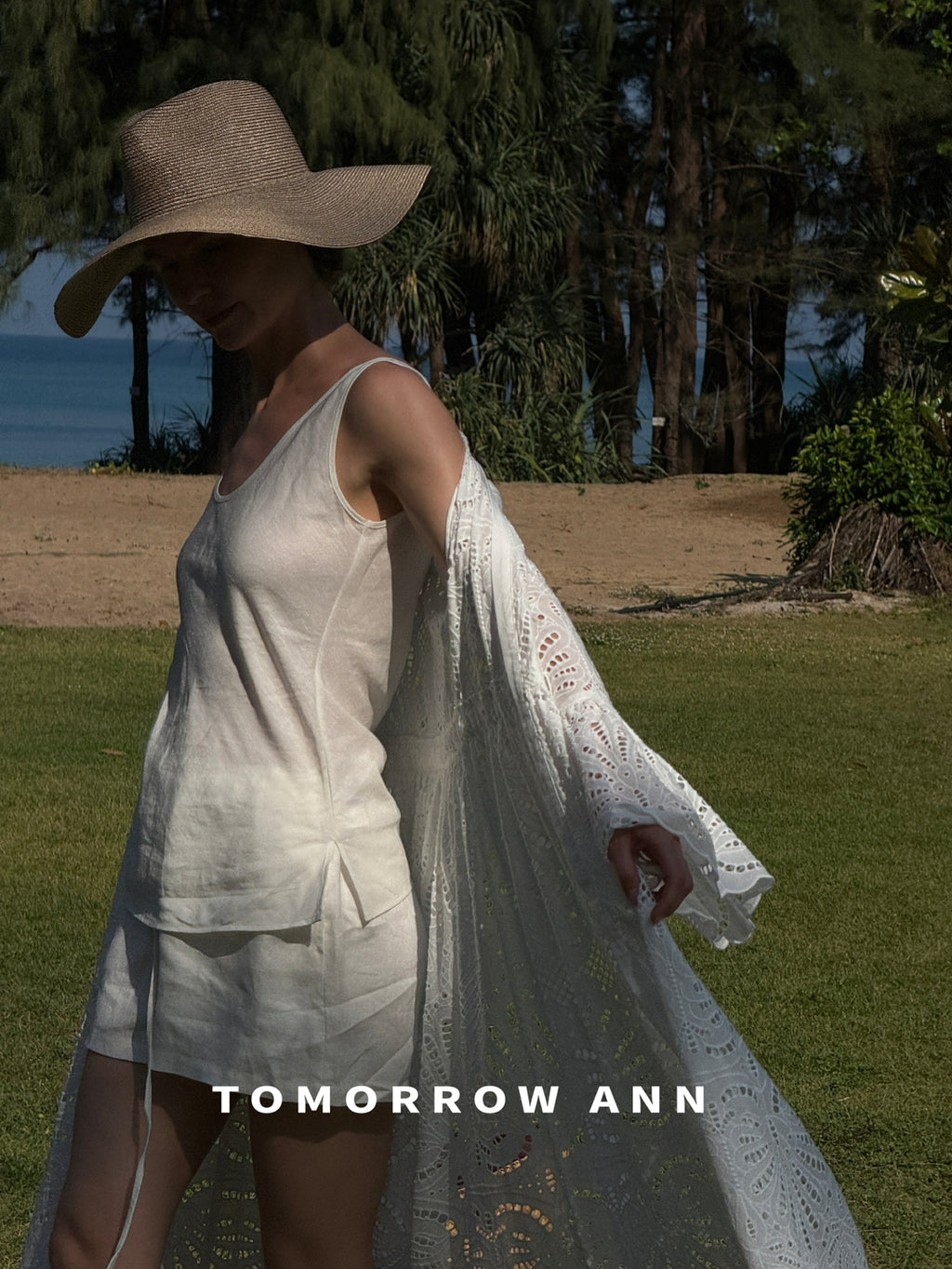 TOMORROW ANN Vintage Hollow-out Crochet V-Neck Maxi Dress - 2026 Early Spring Collection
