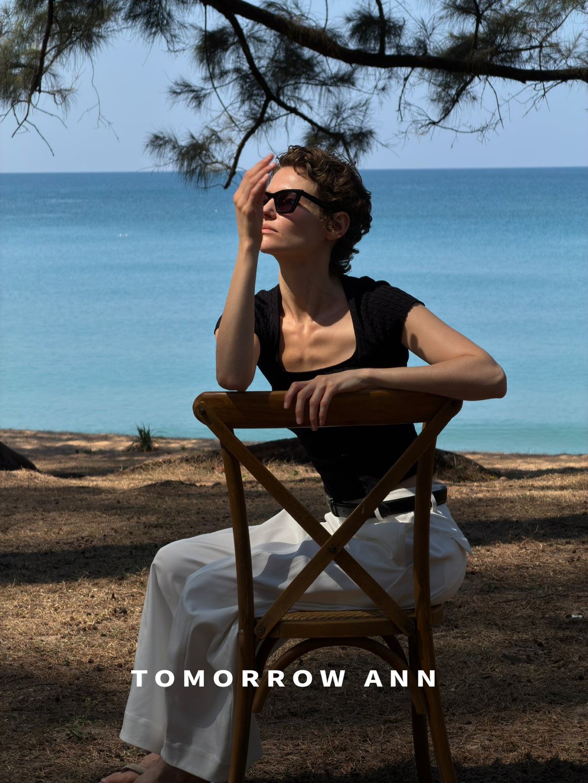 TOMORROW ANN Summer Square Neck Slim Fit Knit Top - Elegant Minimalist Short Sleeve Crop Top