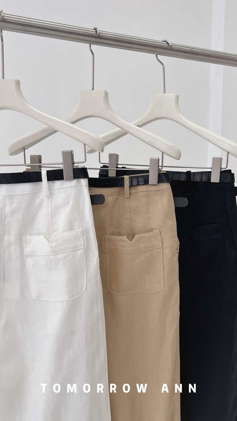 2026 Early Spring! 【TOMORROW ANN】Simple Versatile Slim-Fit Fashion Casual Pants (With Belt) 12392# OZQ