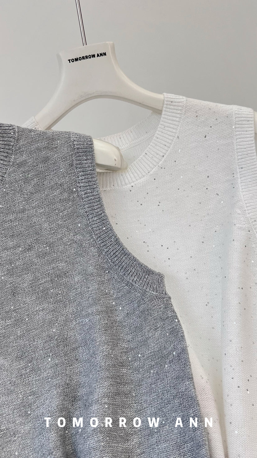 TOMORROW ANN Spring 2026 Minimalist Sequin Versatile Fashion Vest