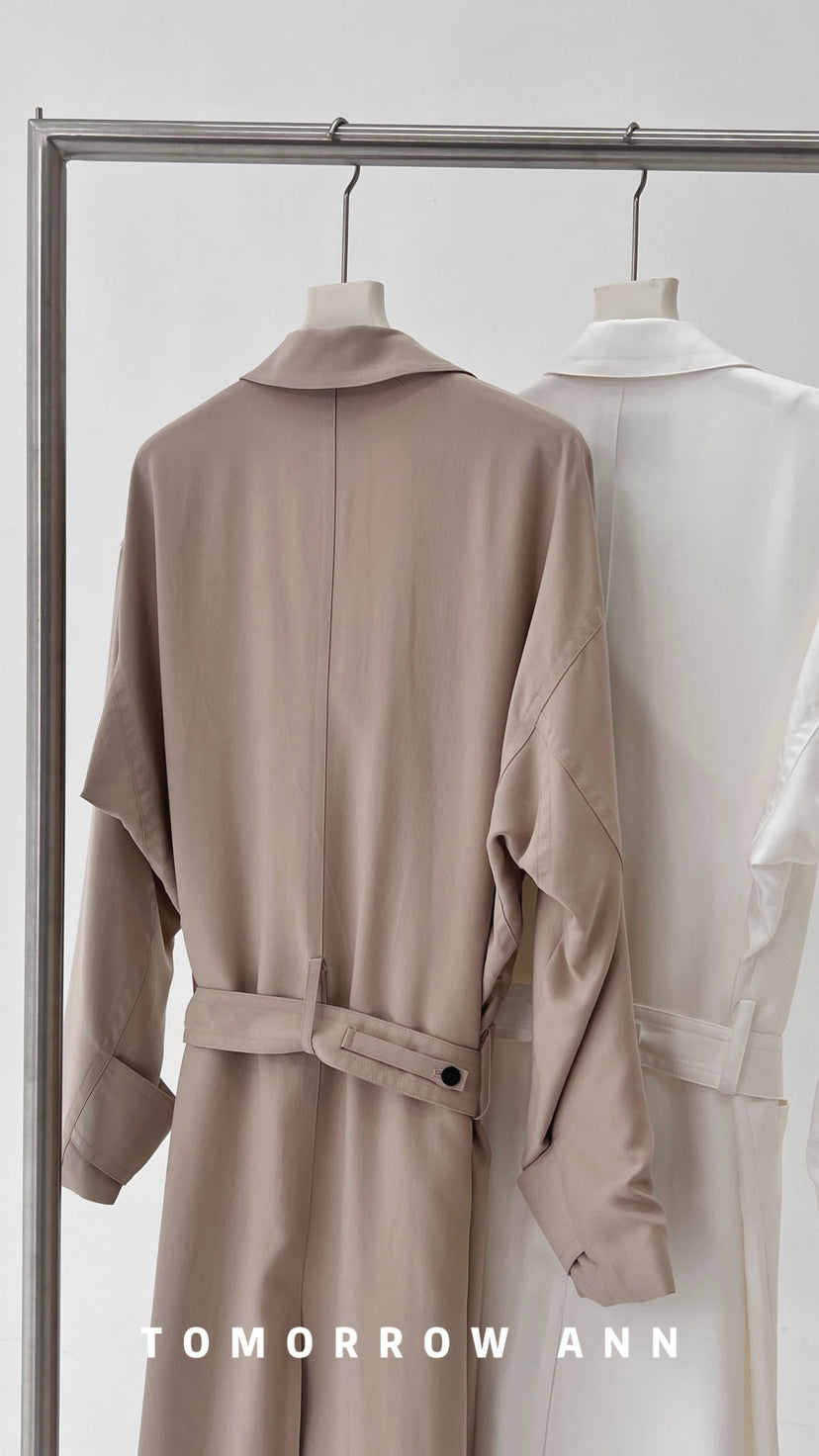 Spring 2026! [TOMORROW ANN] Designer Elegant Long Versatile Trench Coat (with Belt) 12871# OZQ