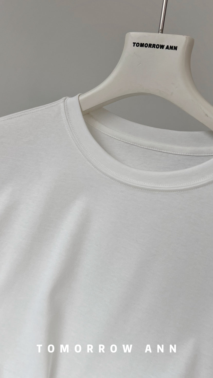 TOMORROW ANN Early Spring 2026 Premium Minimalist Solid Color Short Sleeve T-Shirt