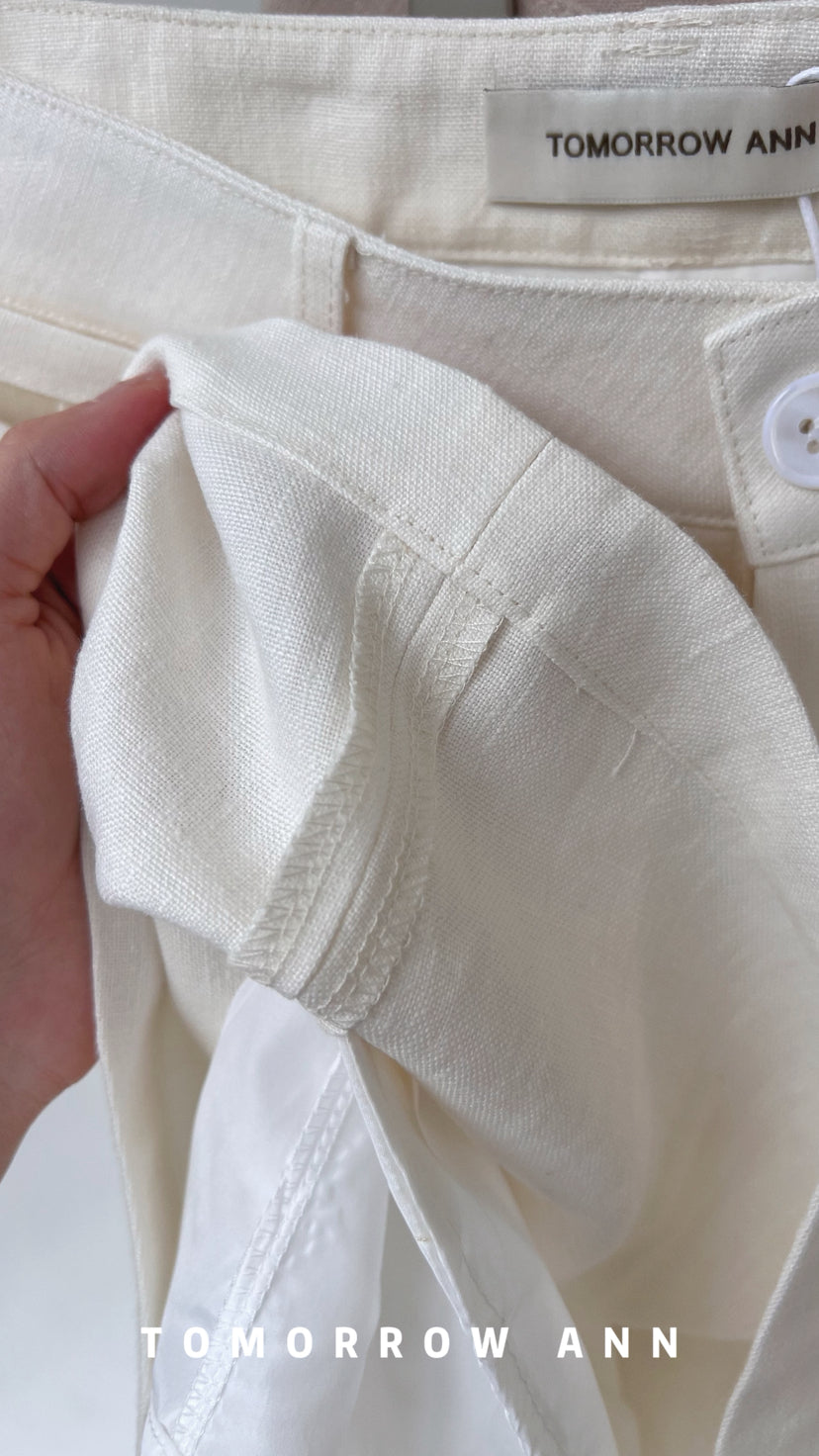 TOMORROW ANN Designer Linen Casual Shorts with Waist Rope - 2026 Early Spring Collection