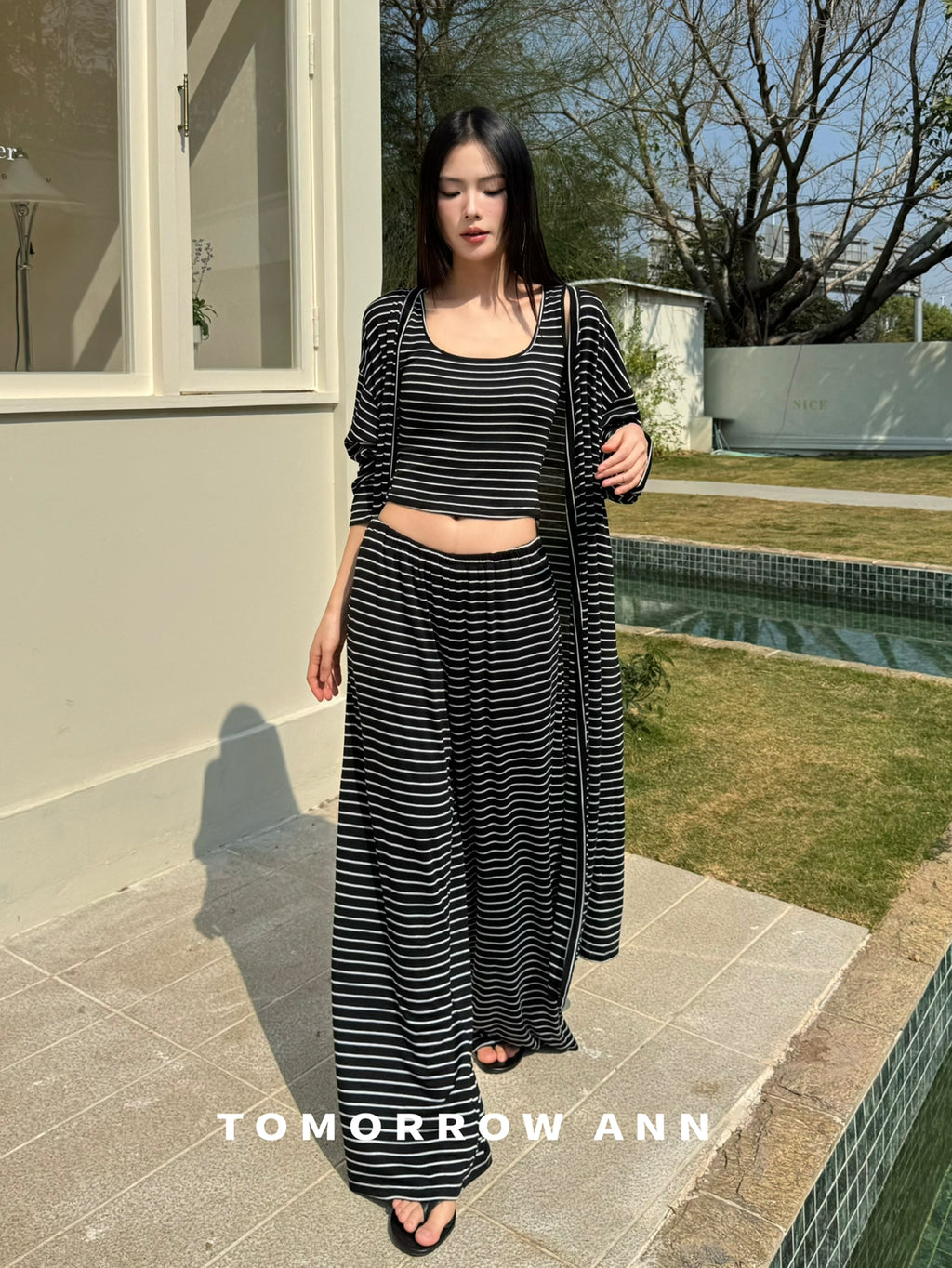 TOMORROW ANN Spring 2026 Elegant Loose Relaxed Longline Knit Cardigan