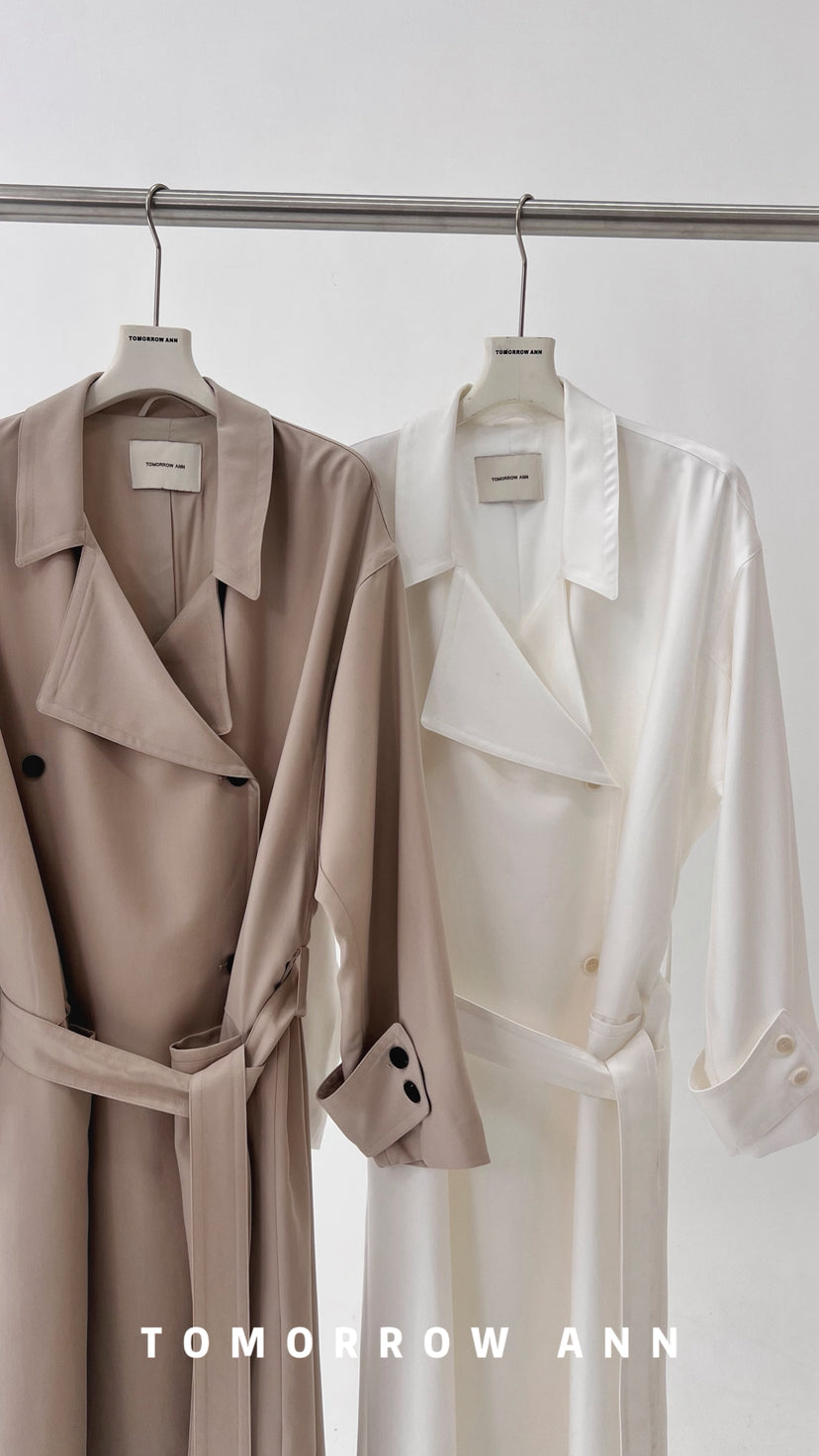 Spring 2026! [TOMORROW ANN] Designer Elegant Long Versatile Trench Coat (with Belt) 12871# OZQ