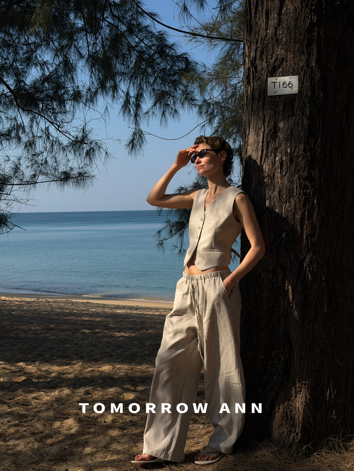TOMORROW ANN Early Spring Minimalist Drawstring Fashion Casual Pants