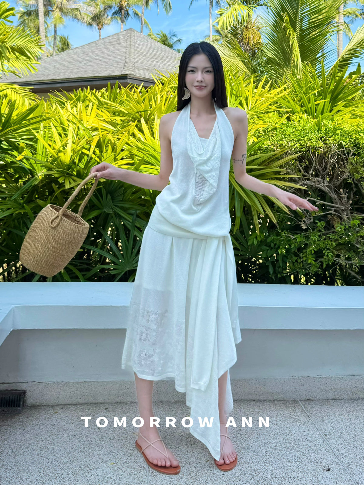 Tomorrow Ann 2026 Early Spring Elegant Irregular Design High-Waist Fashion Midi Skirt