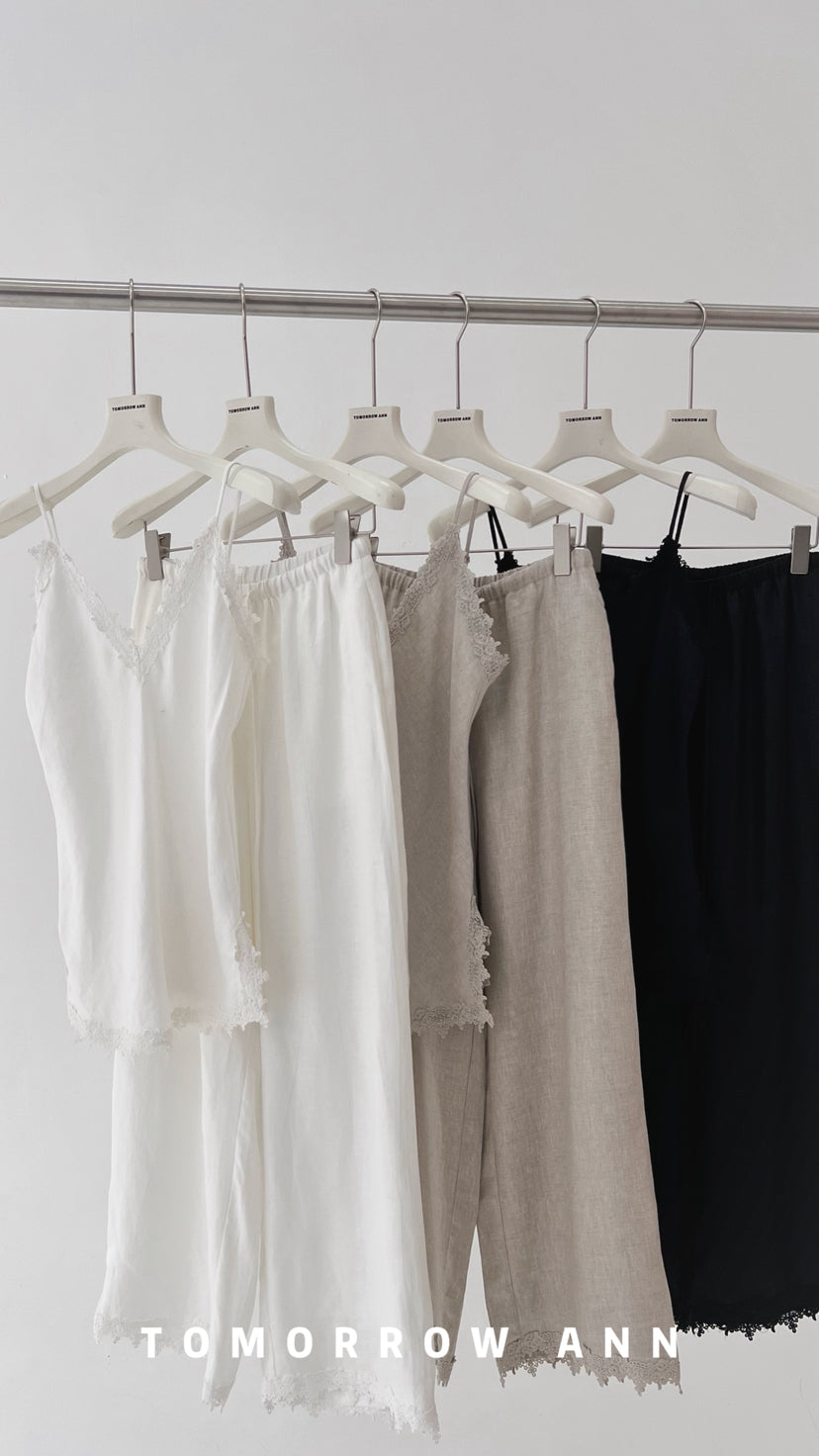 TOMORROW ANN Spring Elegant Lace Patchwork Elastic Waist Loose Casual Pants