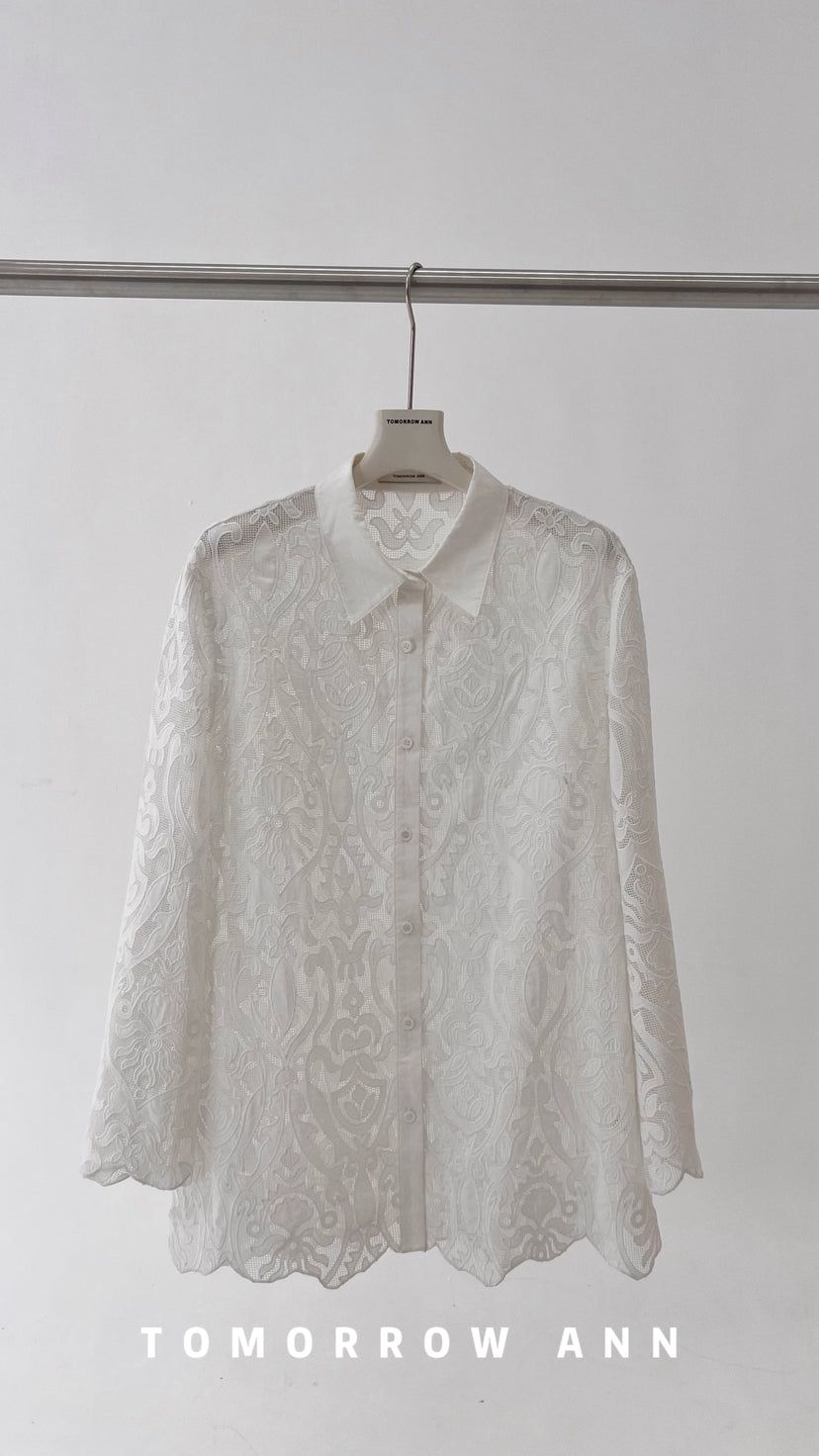 TOMORROW ANN Spring 2026 Elegant Embroidered Vacation Style Versatile Blouse
