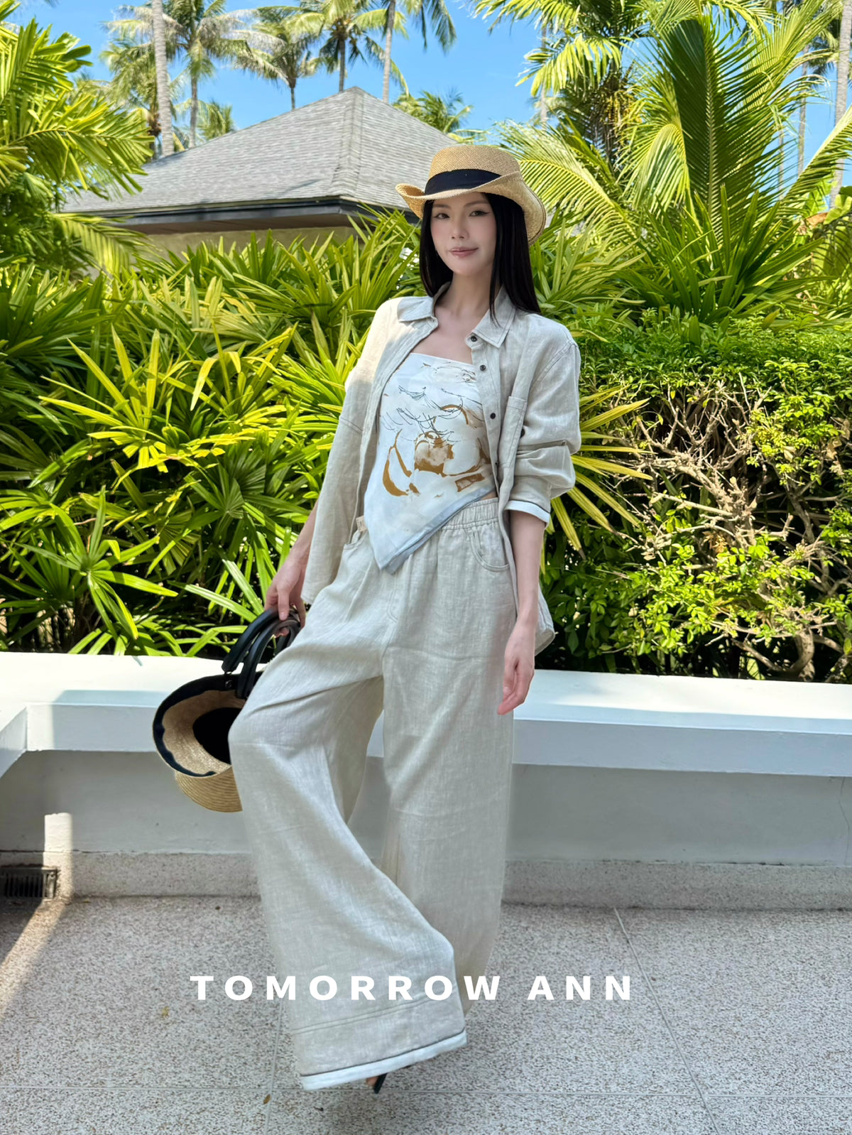 TOMORROW ANN Old Money Aesthetic Wide-Leg Linen Casual Pants - Early Spring 2026 Collection