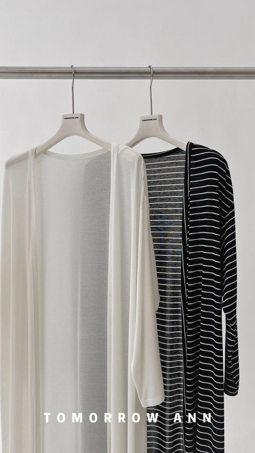 TOMORROW ANN Spring 2026 Elegant Loose Relaxed Longline Knit Cardigan