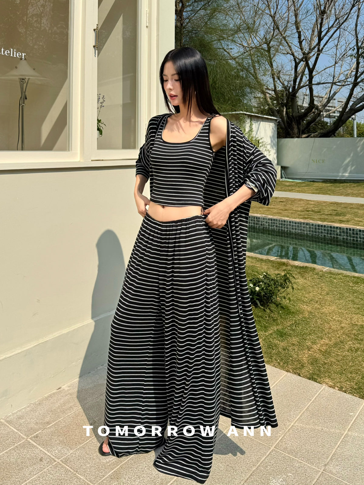 TOMORROW ANN Spring 2026 Elegant Loose Relaxed Longline Knit Cardigan