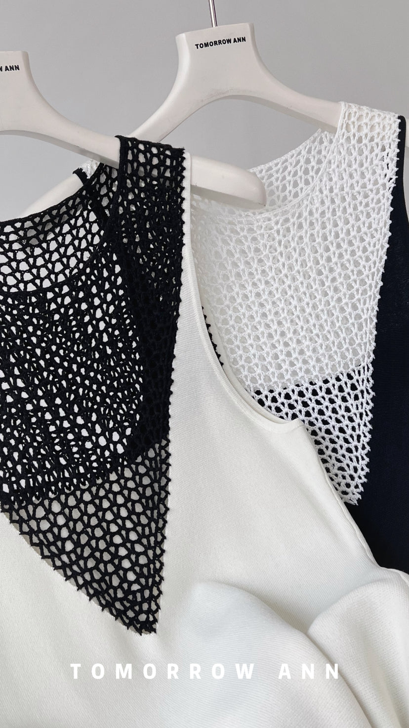 TOMORROW ANN Early Spring 2026 Crochet Patchwork Color-Block Fashion Vest