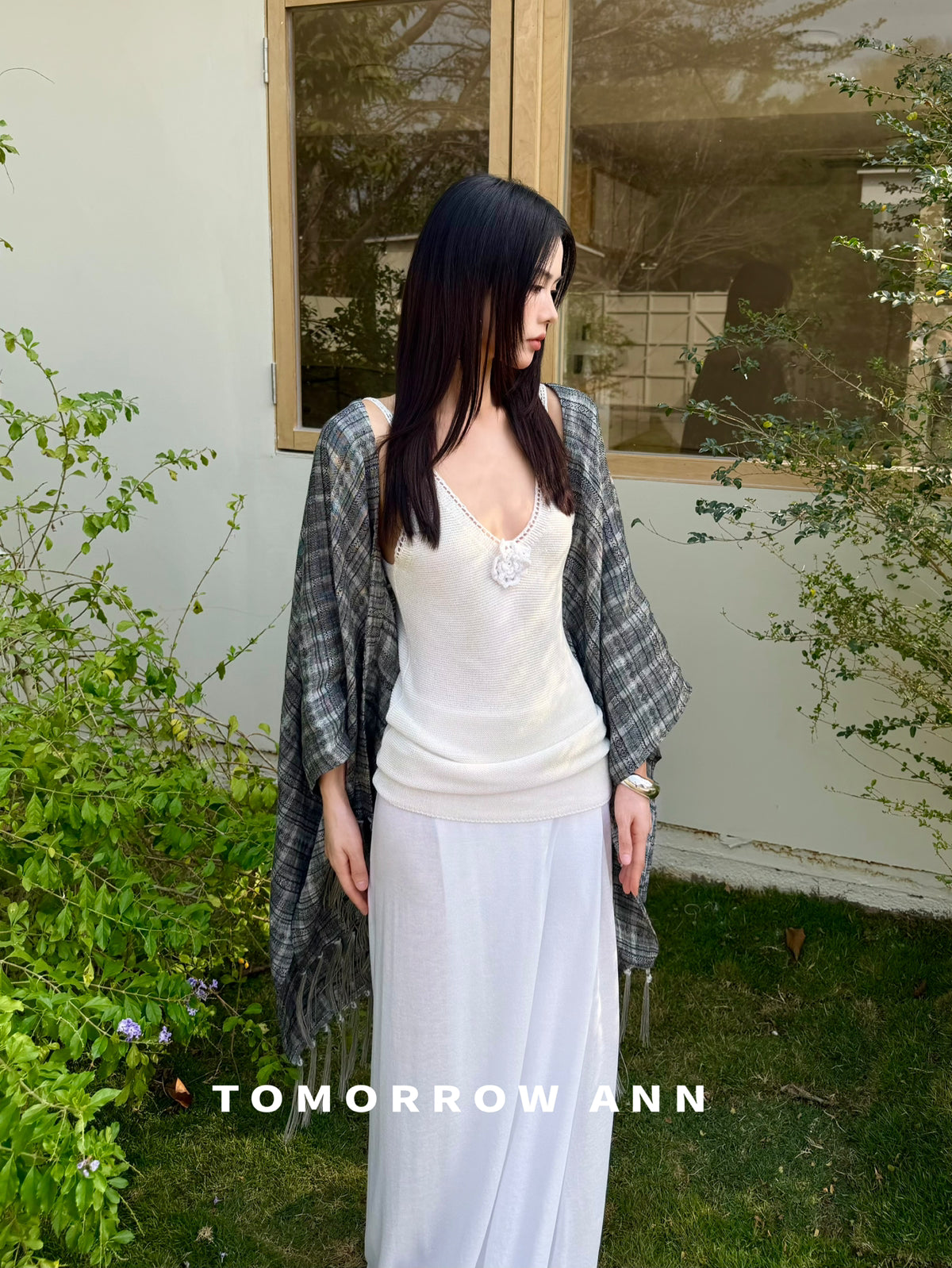 TOMORROW ANN Premium Linen Tassel Shawl - Versatile Lightweight Wrap for Women
