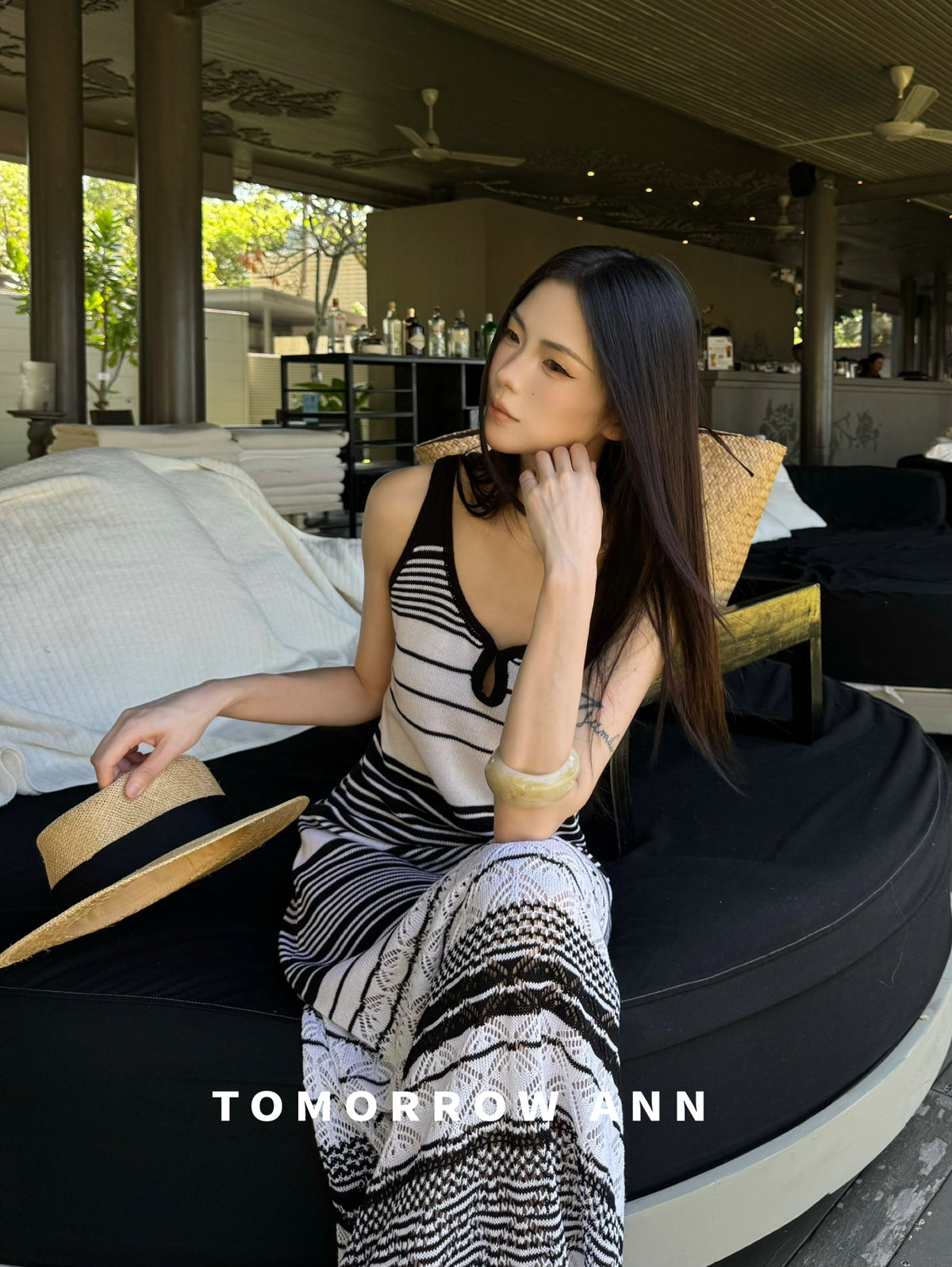 TOMORROW ANN Elegant Striped Casual Sleeveless Tank Maxi Dress - 2026 Early Spring Collection