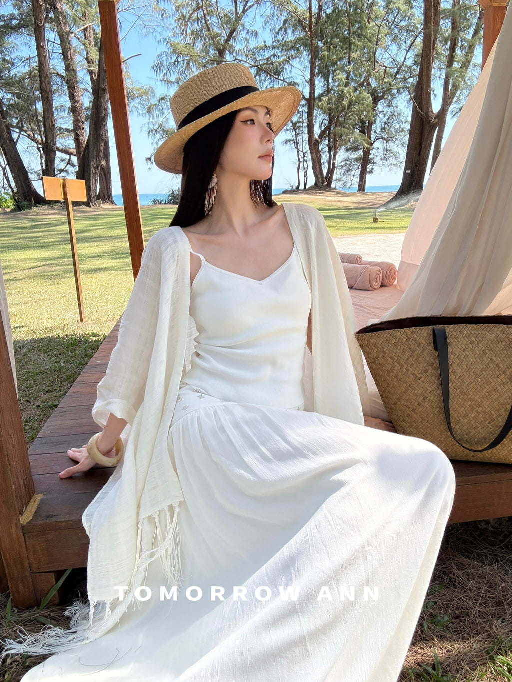 TOMORROW ANN Premium Linen Tassel Shawl - Versatile Lightweight Wrap for Women