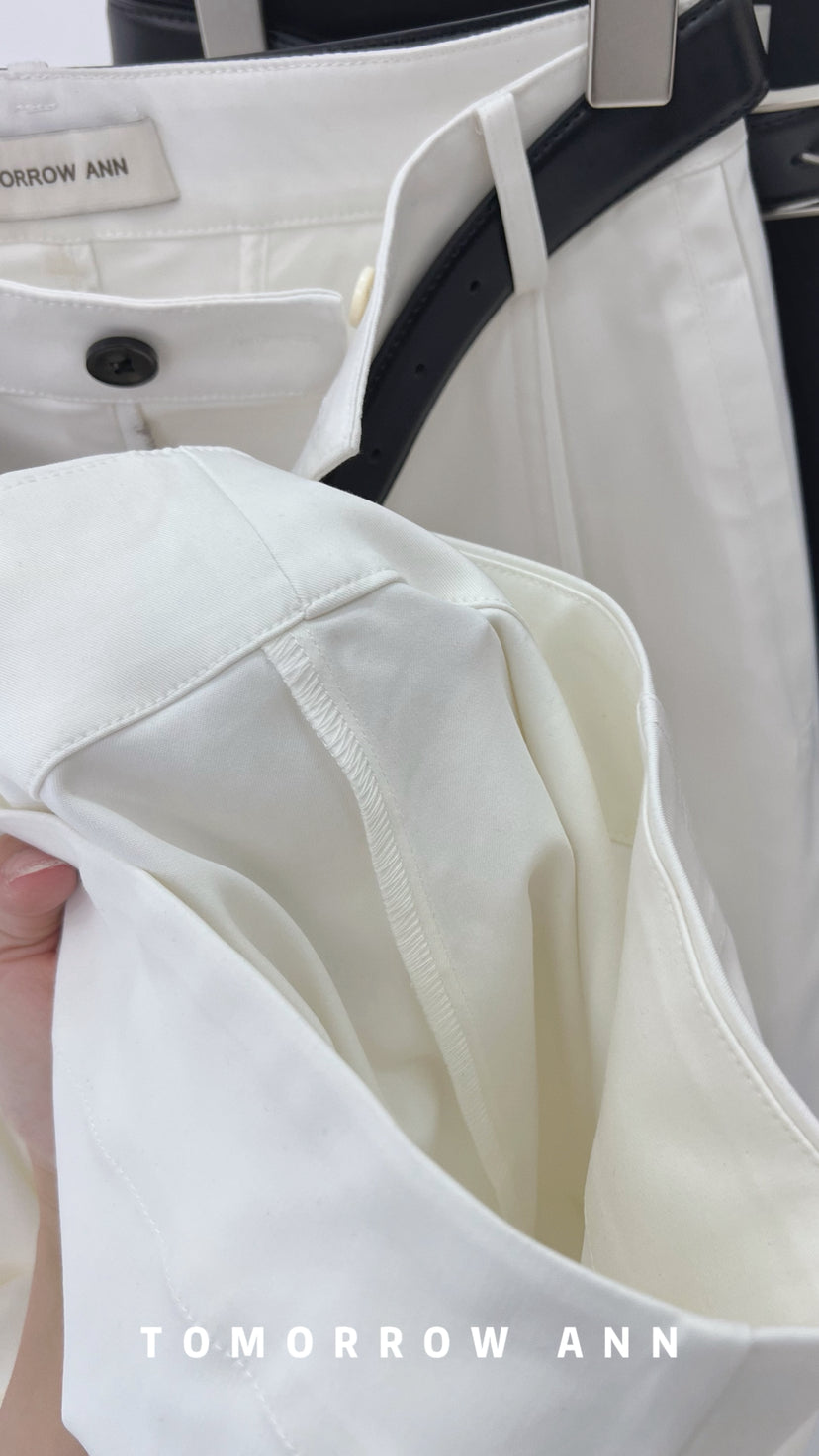 Early Spring '26! 【TOMORROW ANN】Silhouette Curved Versatile Ankle-Length Casual Pants (with Belt) 12722# OZQ