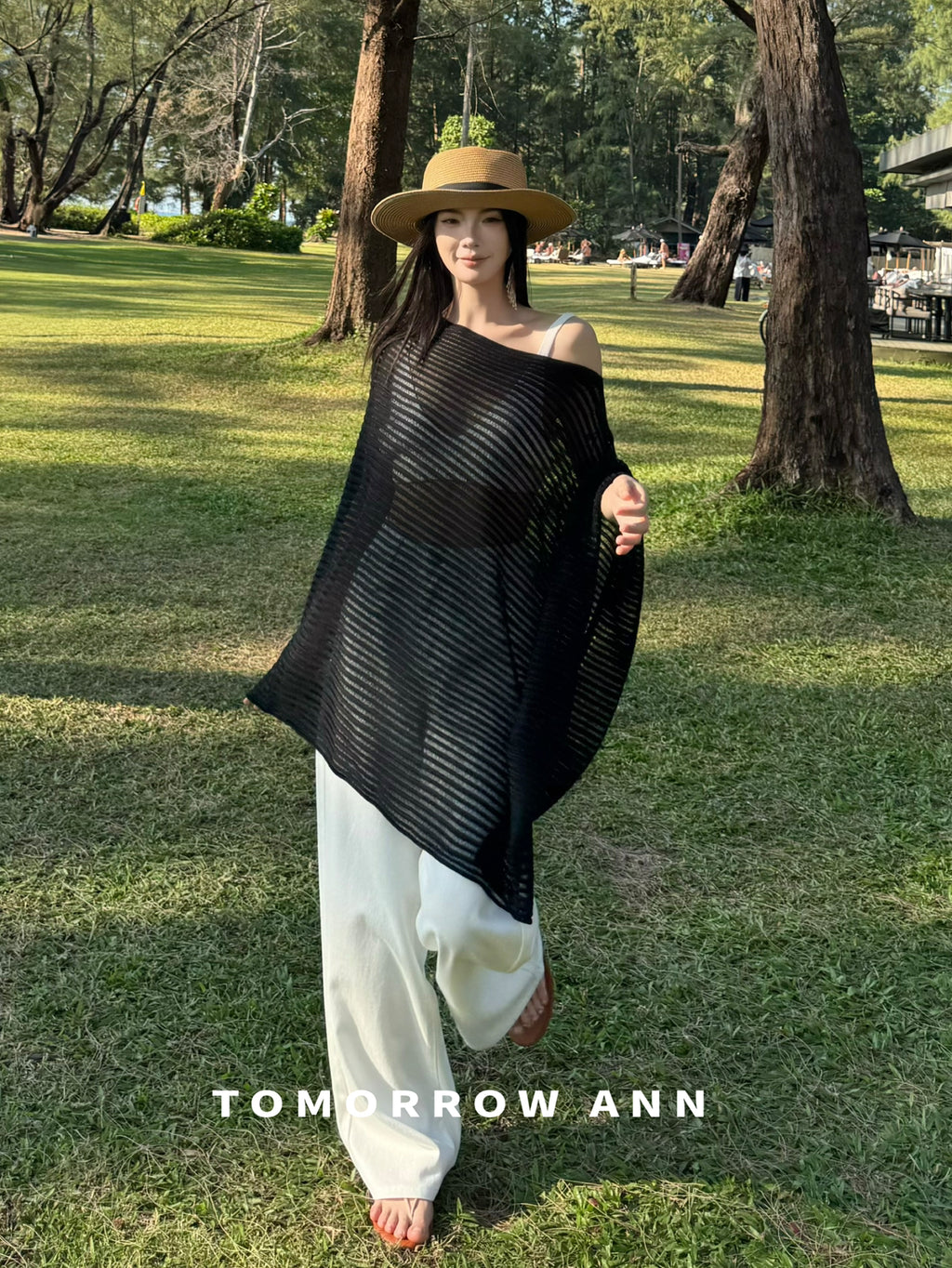 TOMORROW ANN Elegant Loose Fit Fashion Spring Knitwear - Chic Off-the-Shoulder Pullover
