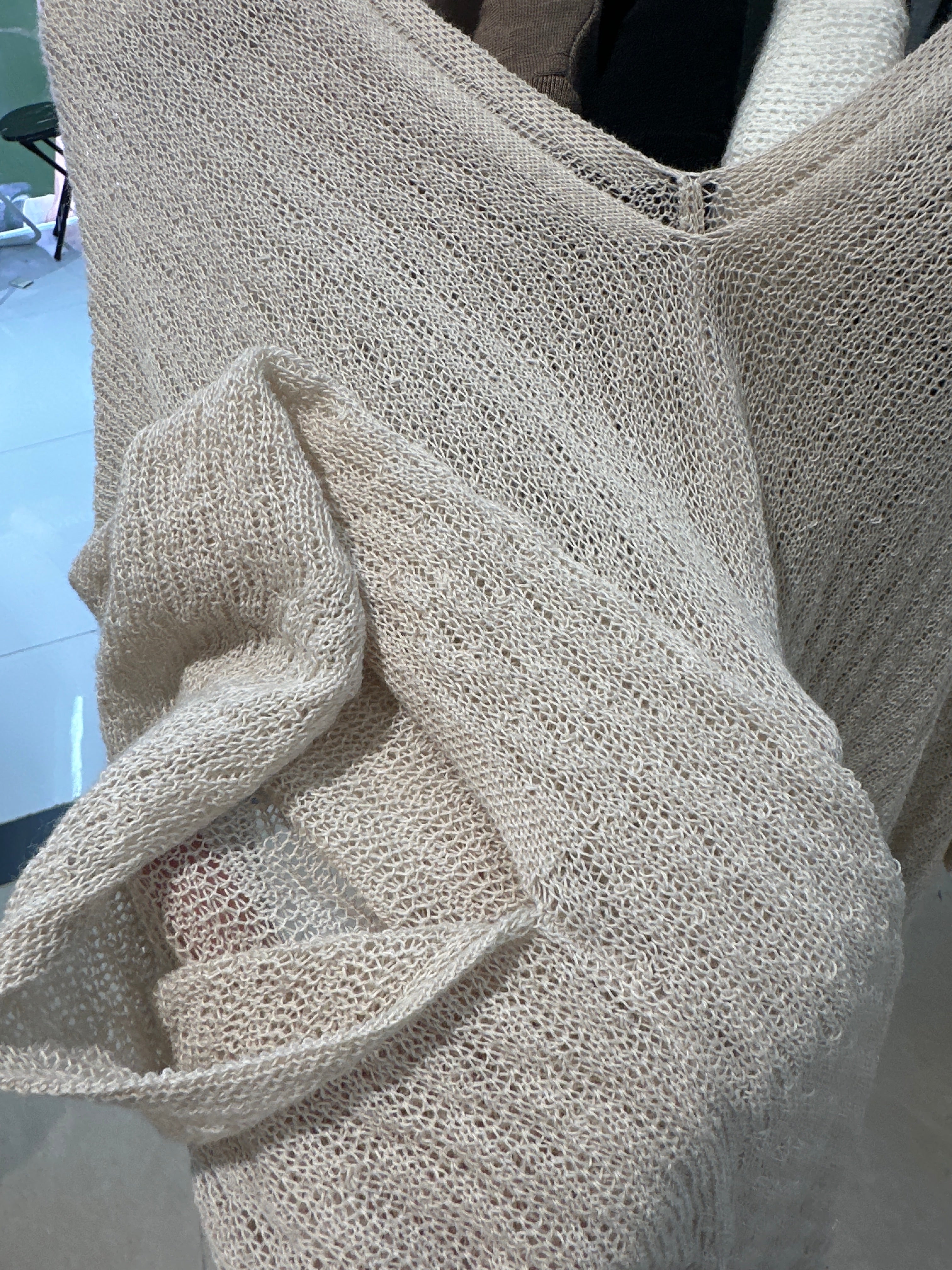TOMORROW ANN Early Spring 2026 Minimalist Luxury V-Neck Loose Wool Blend Knit Sweater