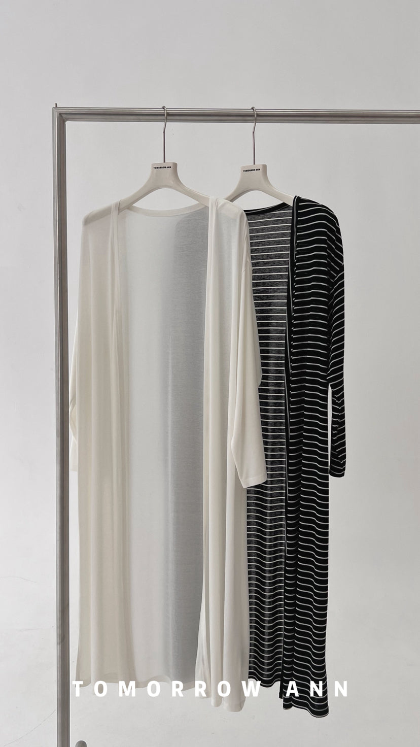 TOMORROW ANN Spring 2026 Elegant Loose Relaxed Longline Knit Cardigan
