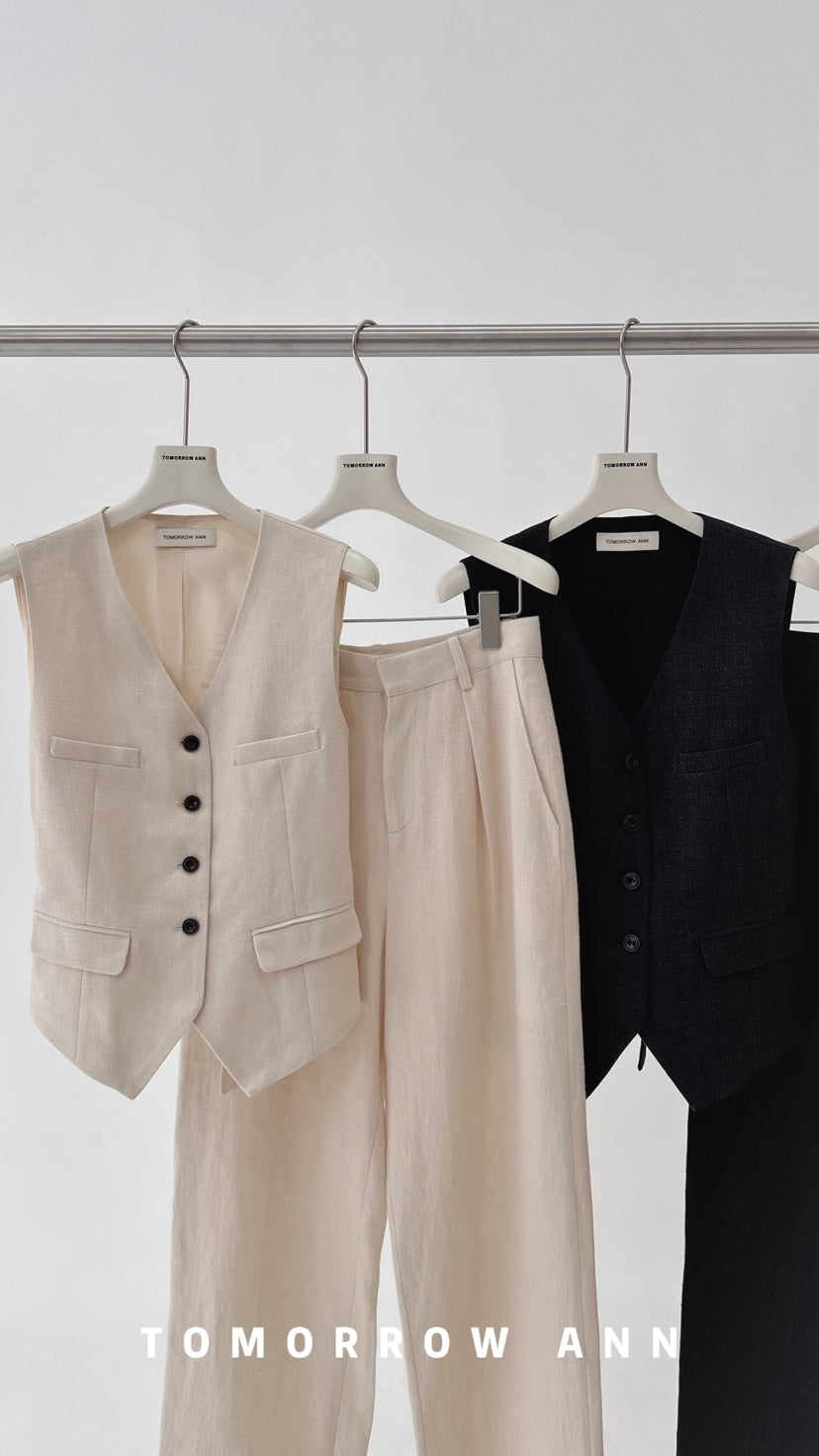 TOMORROW ANN 2026 Early Spring Designer V-Neck Commuter Vest - Chic Urban Style