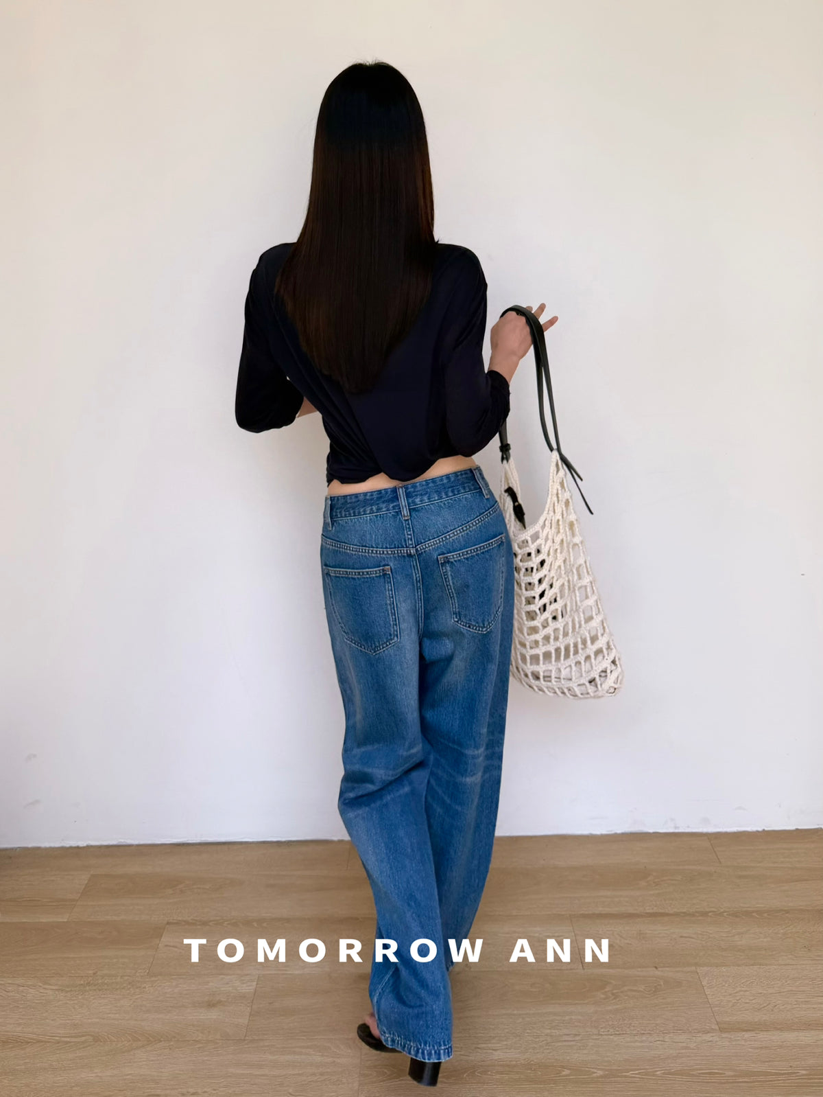 TOMORROW ANN 2026 Early Spring Retro Heavy Washed Slimming Straight Leg Cropped Jeans